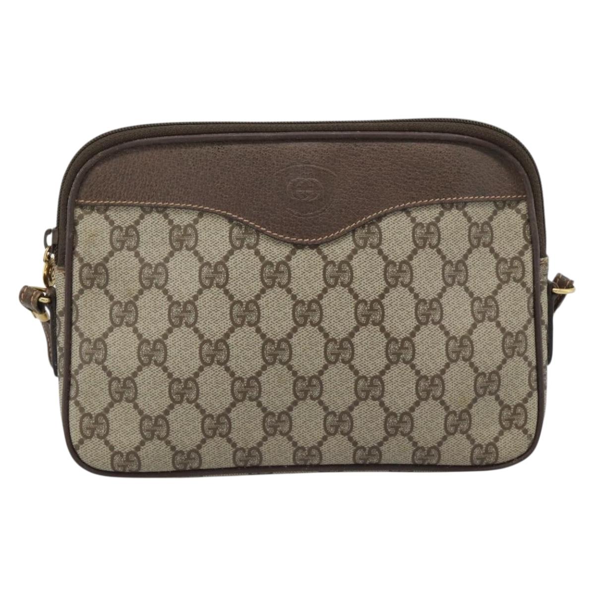 GUCCI GG Supreme Shoulder Bag PVC Leather Beige Gold 007 115 6428 Auth ka5493