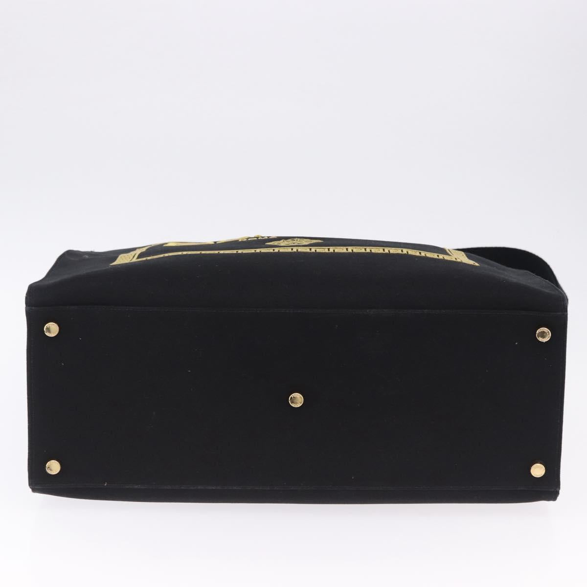 FENDI FENDACE Tote Bag Canvas 2way Black Gold 7VA558 Auth ka5494M