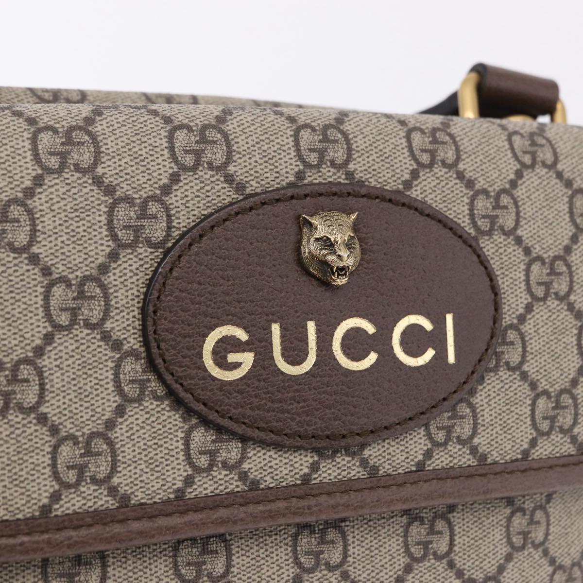 GUCCI GG Supreme Cathead Small Messenger Bag PVC Beige Gold 501050 Auth ka5496M