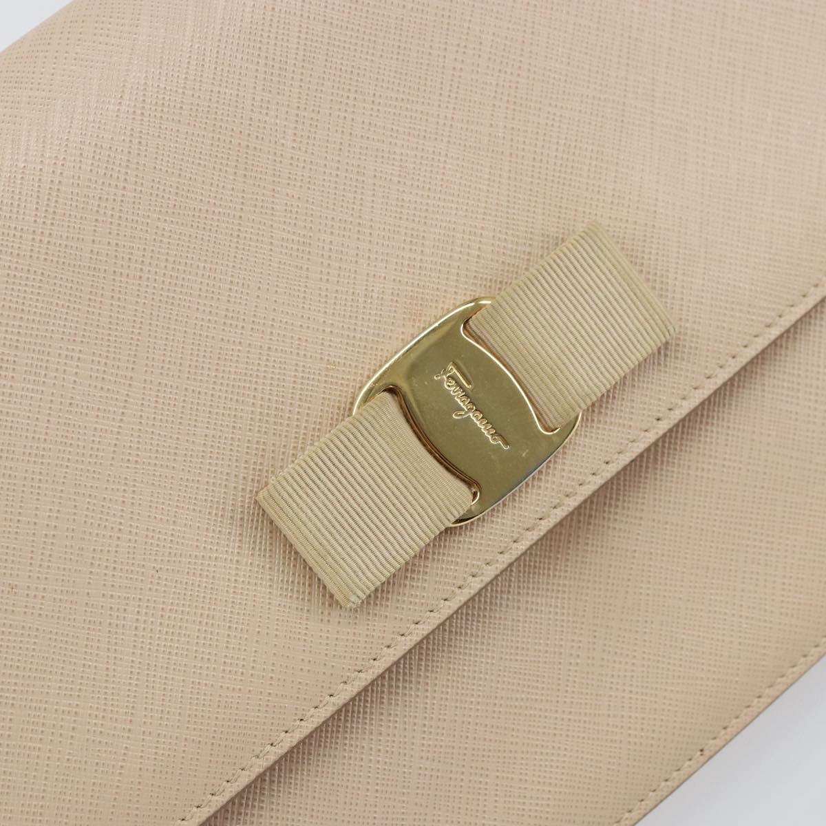 Salvatore Ferragamo Chain Shoulder Bag Leather Pink Gold Auth ka550