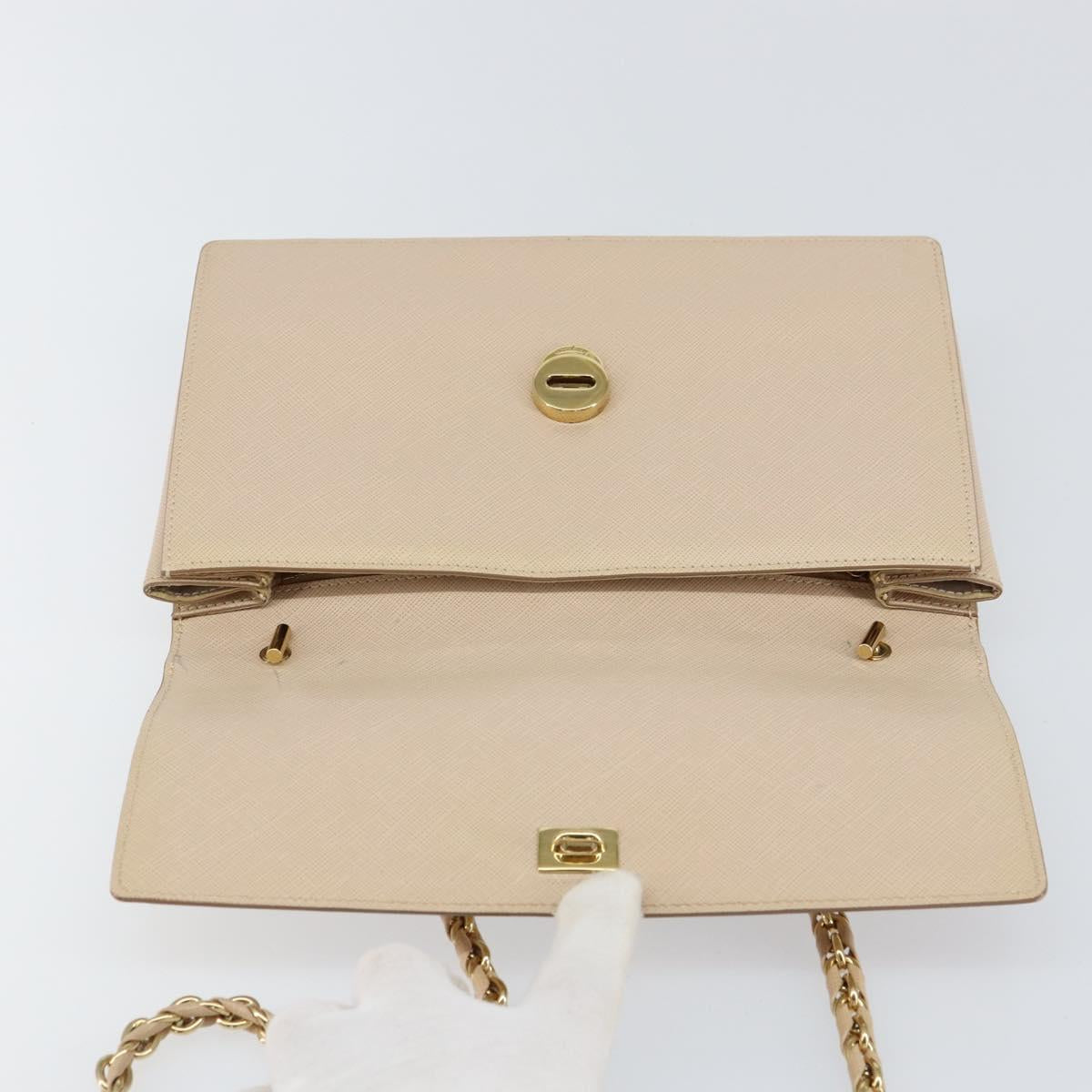 Salvatore Ferragamo Chain Shoulder Bag Leather Pink Gold Auth ka550