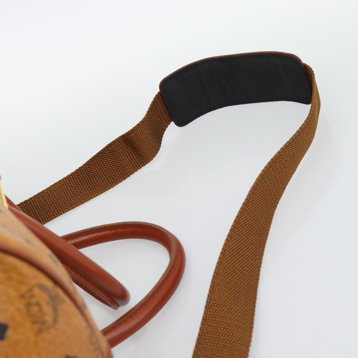 MCM Vicetos Boston Bag PVC Leather 2way Brown Gold Tone Auth ka5503A