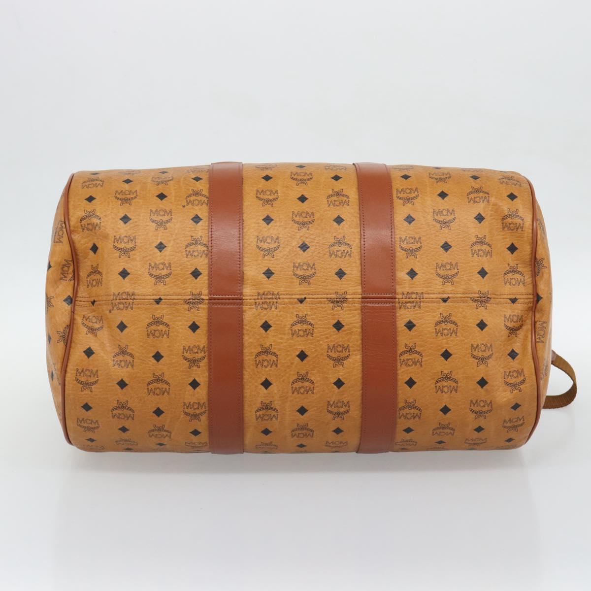 MCM Vicetos Boston Bag PVC Leather 2way Brown Gold Tone Auth ka5503A