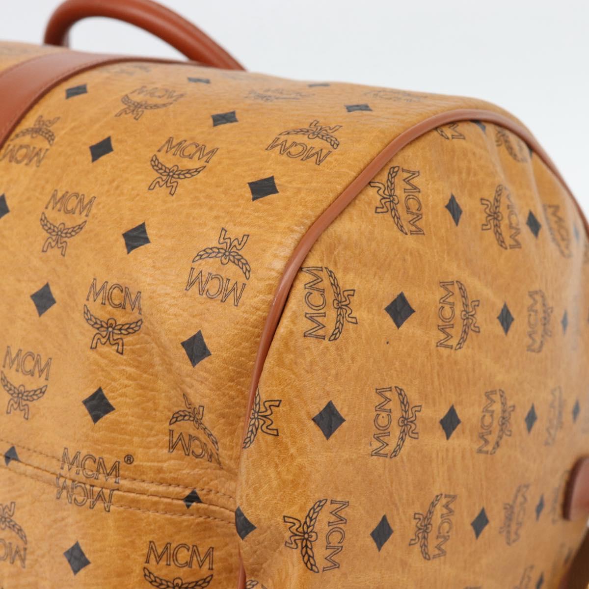 MCM Vicetos Boston Bag PVC Leather 2way Brown Gold Tone Auth ka5503A