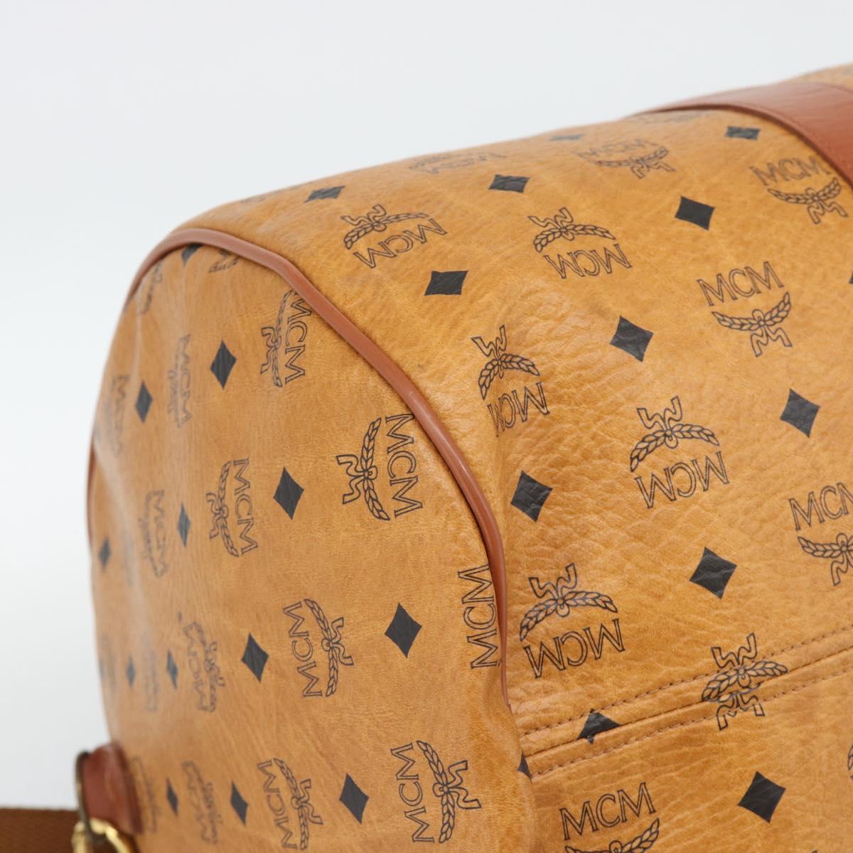 MCM Vicetos Boston Bag PVC Leather 2way Brown Gold Tone Auth ka5503A