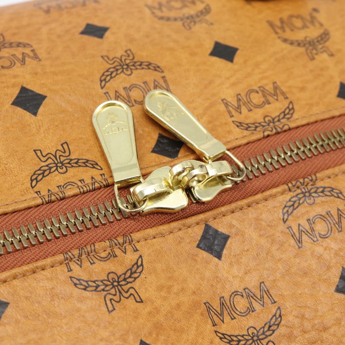 MCM Vicetos Boston Bag PVC Leather 2way Brown Gold Tone Auth ka5503A