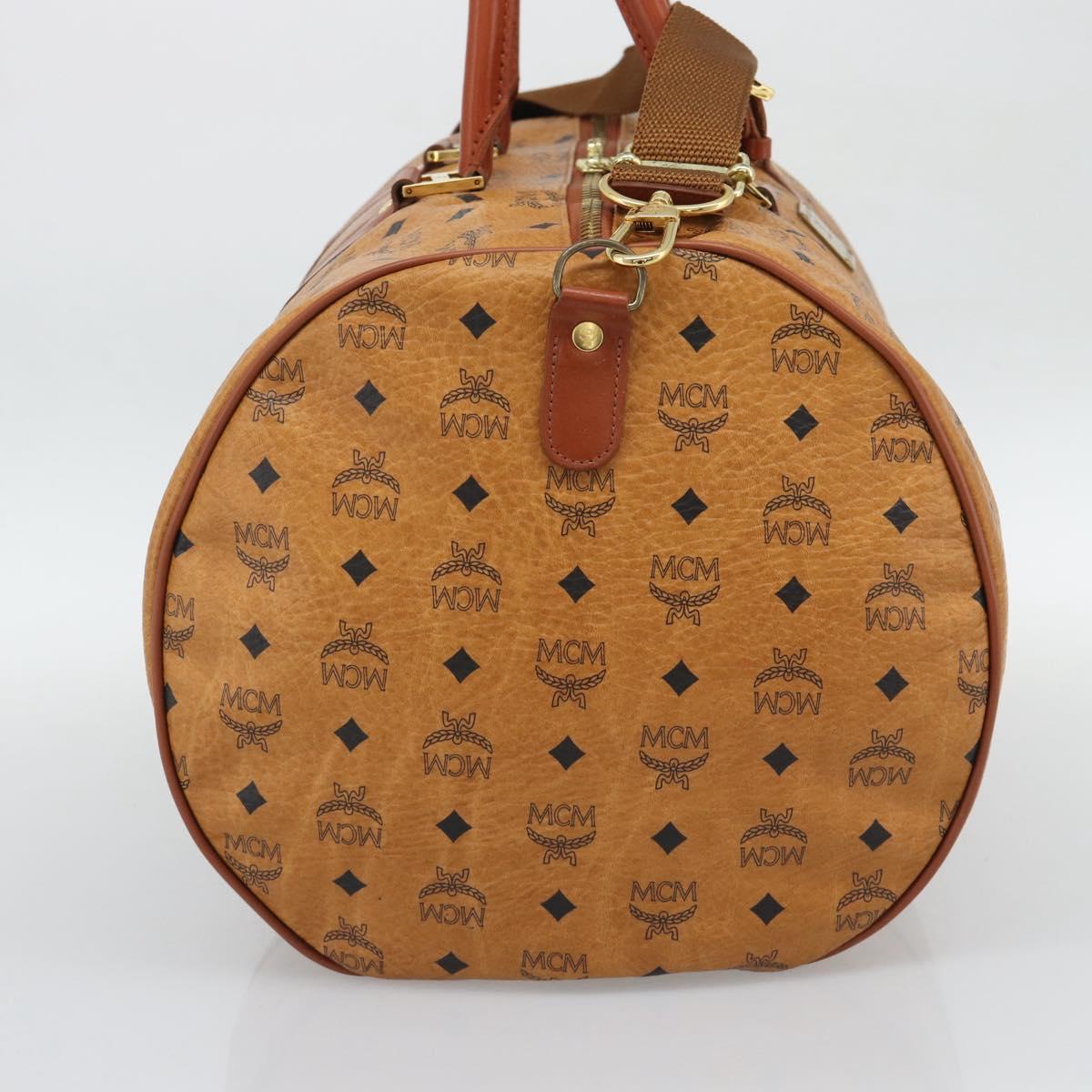 MCM Vicetos Boston Bag PVC Leather 2way Brown Gold Tone Auth ka5503A