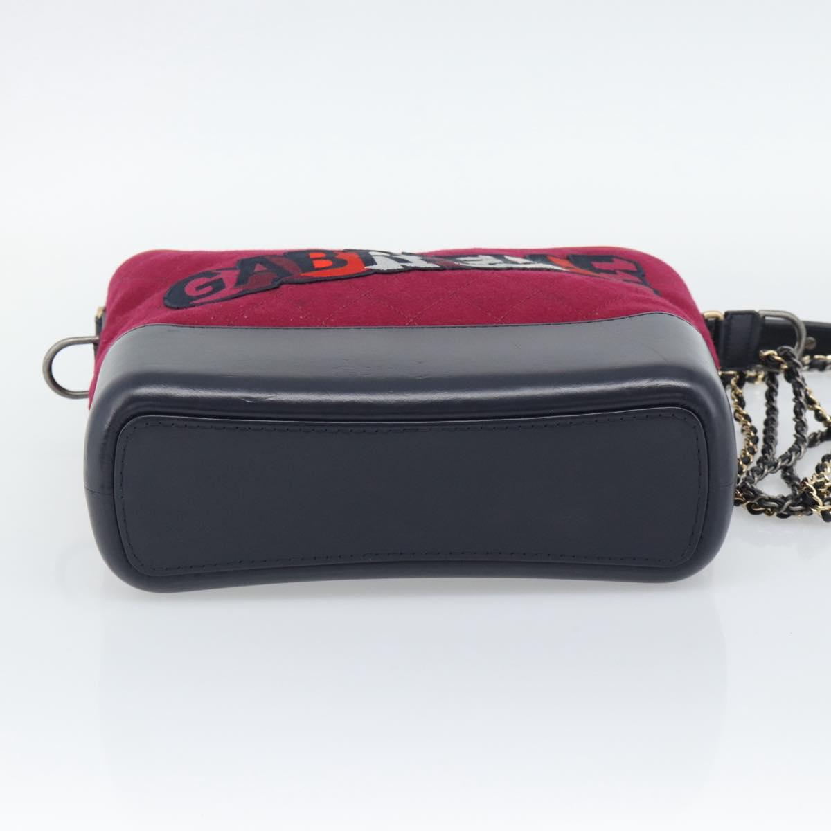 CHANEL Gabrielle de Chanel Matelasse Chain Shoulder Bag Canvas Red Auth ka5504M