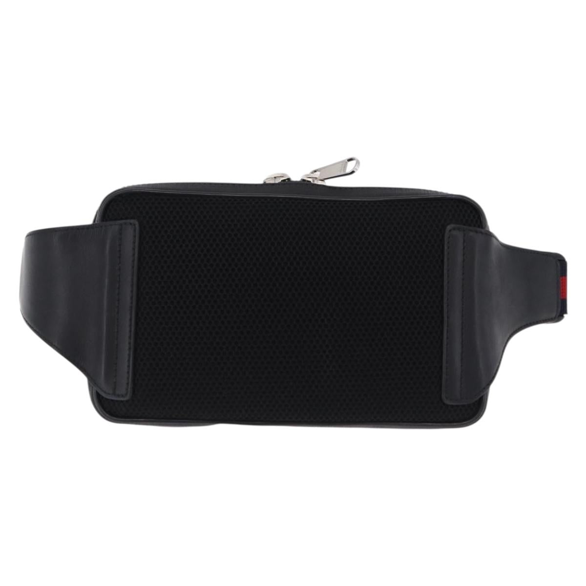 GUCCI GG Supreme Sherry Line Waist Bag PVC Black Silver 474293 Auth ka5506A