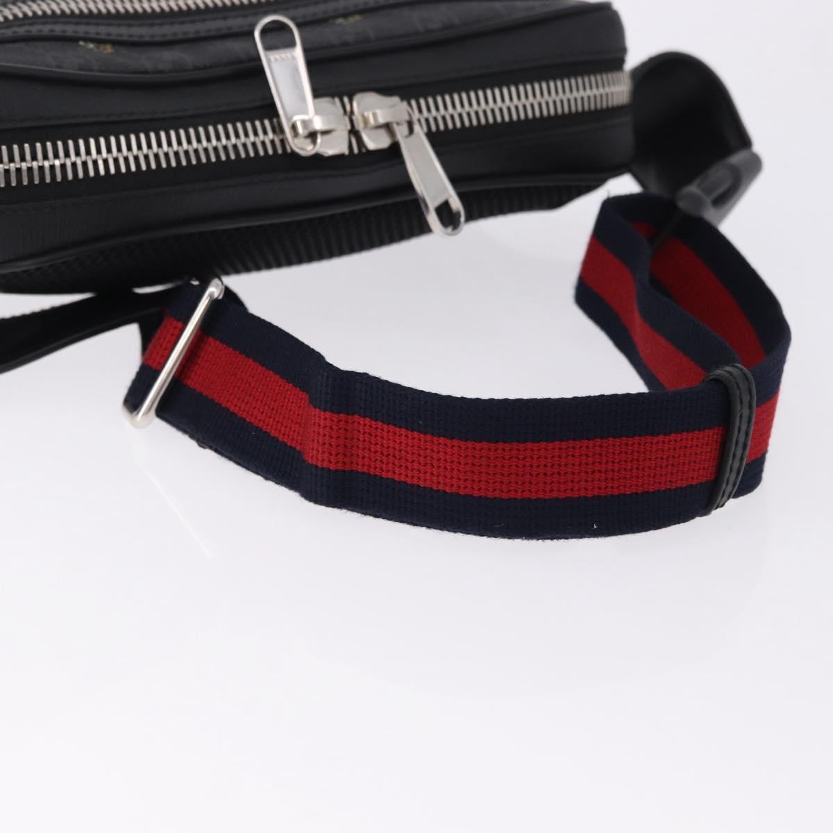 GUCCI GG Supreme Sherry Line Waist Bag PVC Black Silver 474293 Auth ka5506A