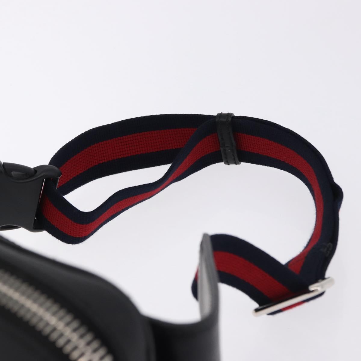GUCCI GG Supreme Sherry Line Waist Bag PVC Black Silver 474293 Auth ka5506A