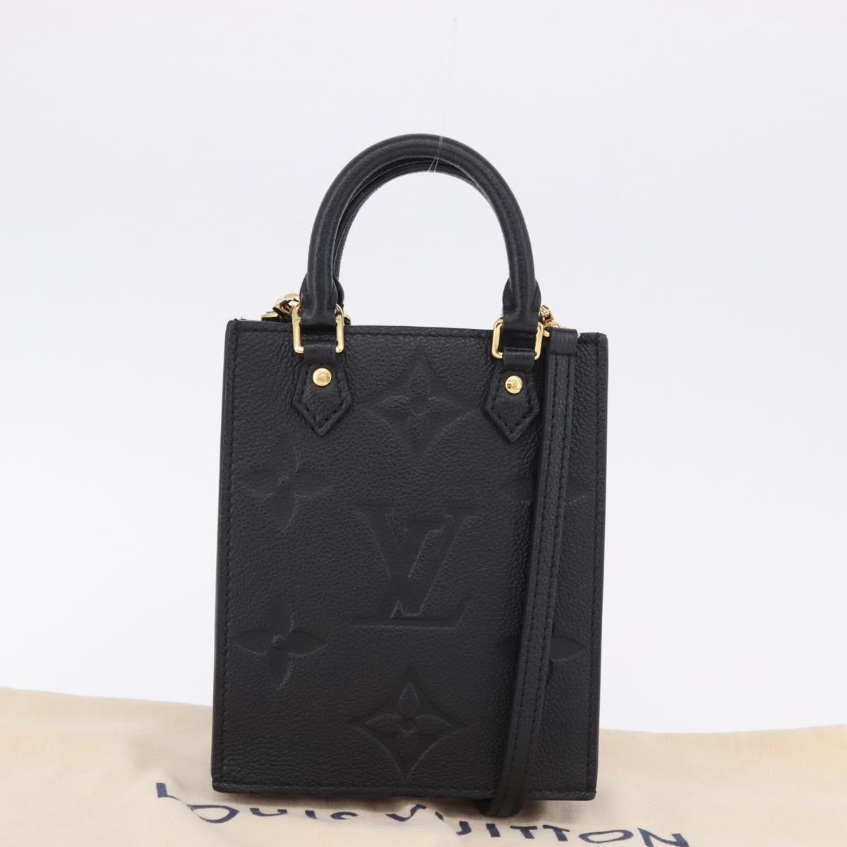 LOUIS VUITTON Monogram Empreinte Petit Sac Plat Bag Black M81417 LV Auth ka5508V