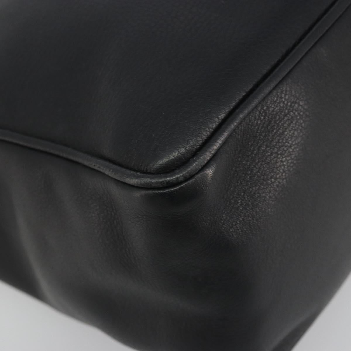 Christian Dior Hand Bag Leather Black Gold Tone Auth ka5510A