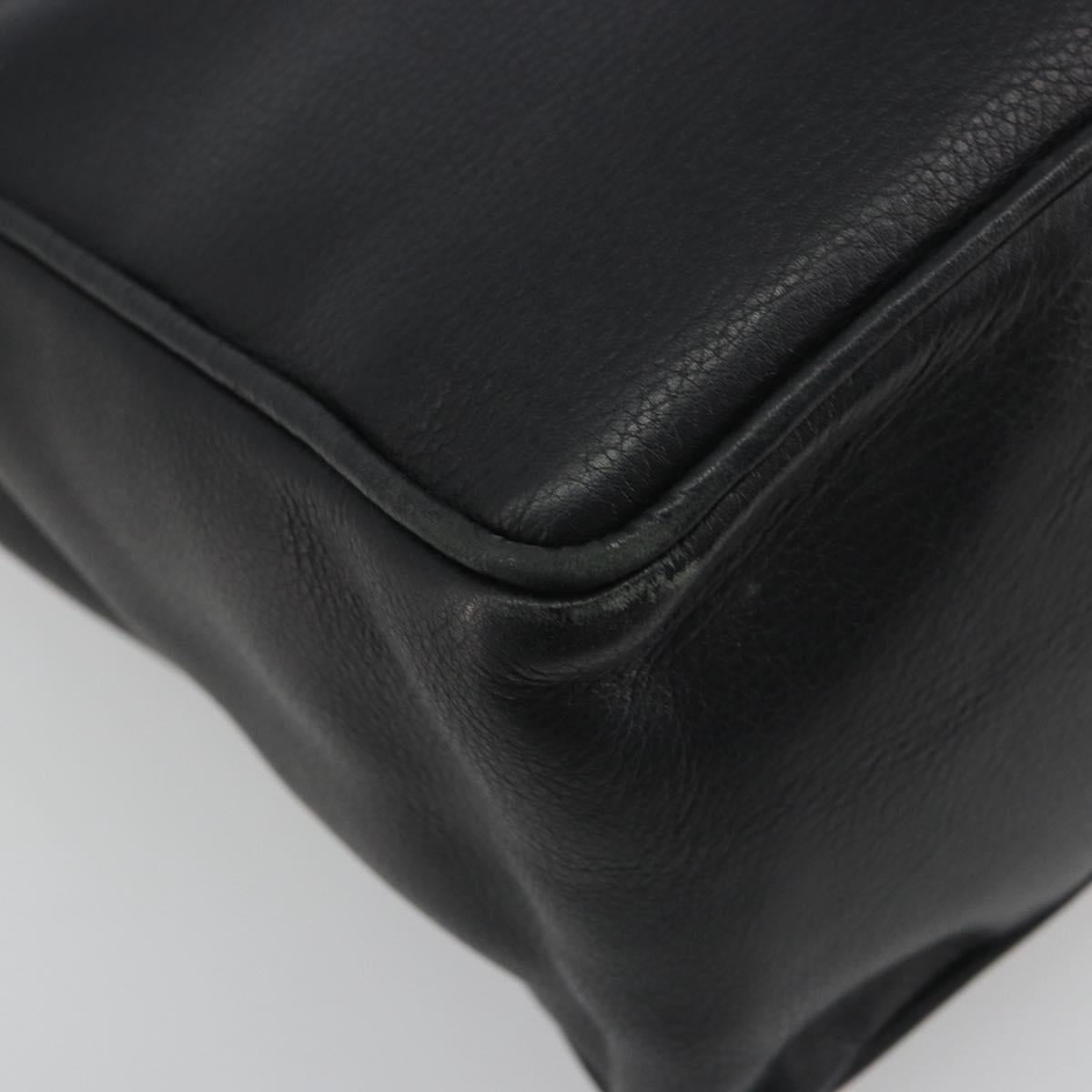 Christian Dior Hand Bag Leather Black Gold Tone Auth ka5510A