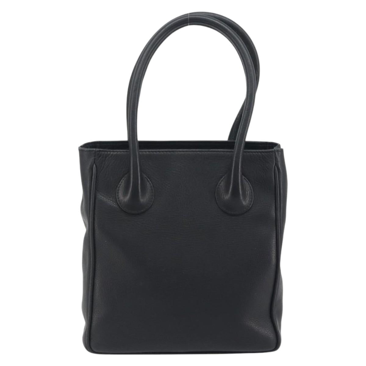 Christian Dior Hand Bag Leather Black Gold Tone Auth ka5510A