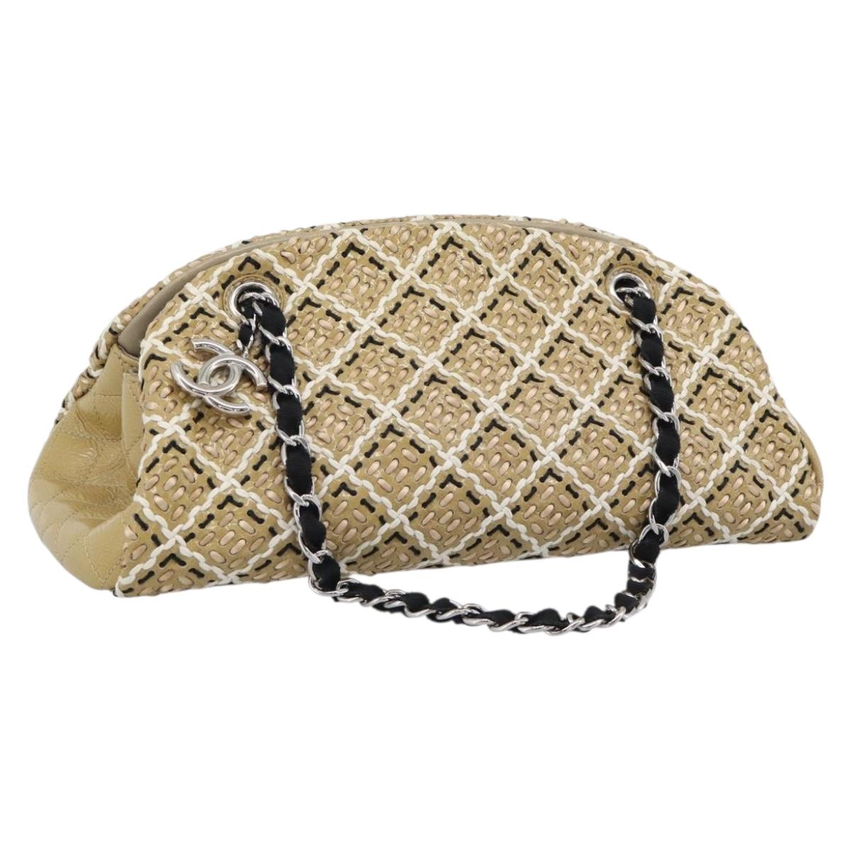 CHANEL Just Mademoiselle Matelasse Chain Shoulder Patent Brown CC Auth ka5511A