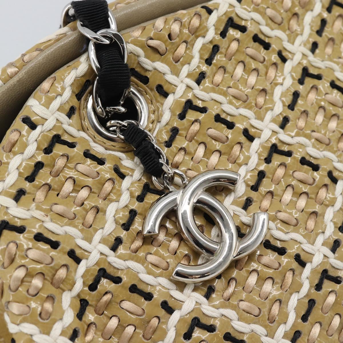 CHANEL Just Mademoiselle Matelasse Chain Shoulder Patent Brown CC Auth ka5511A
