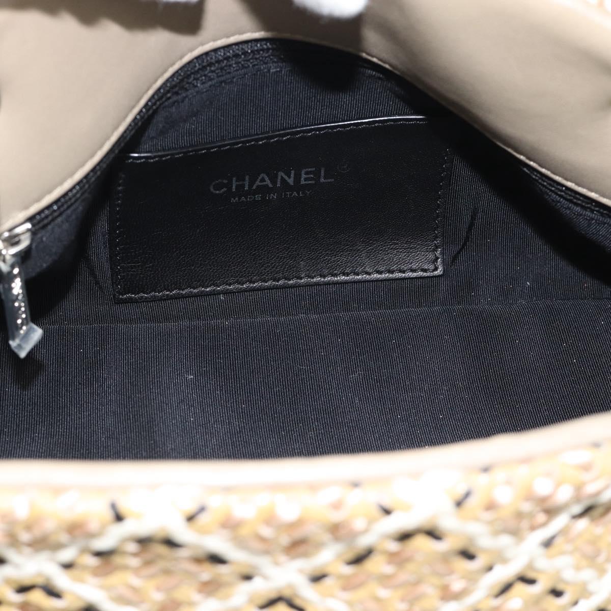 CHANEL Just Mademoiselle Matelasse Chain Shoulder Patent Brown CC Auth ka5511A