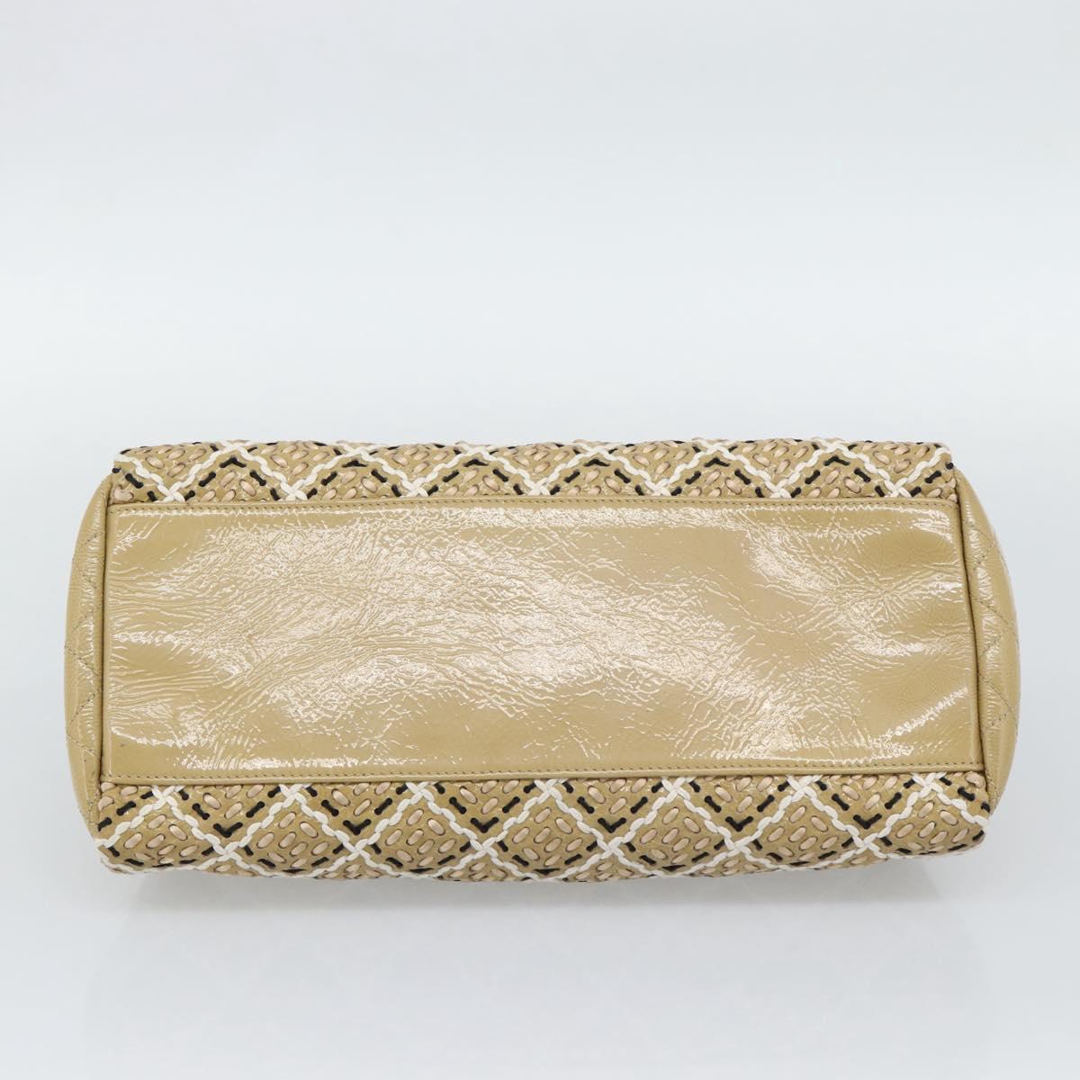 CHANEL Just Mademoiselle Matelasse Chain Shoulder Patent Brown CC Auth ka5511A