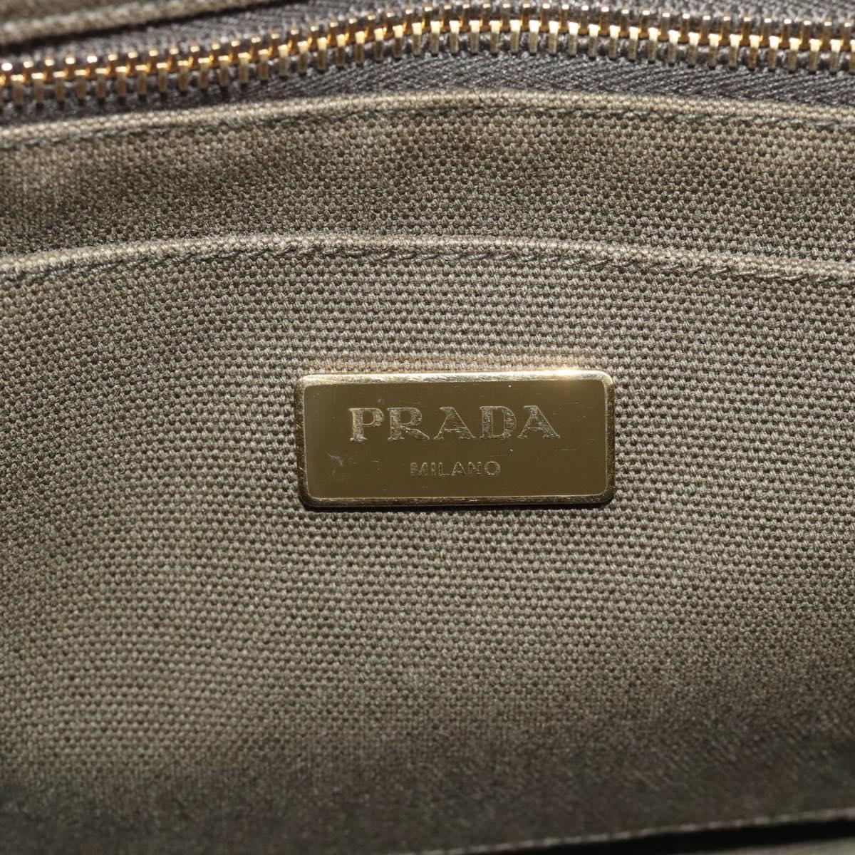 PRADA Canapa PM Hand Bag Canvas Khaki Gold Tone Auth ka5515