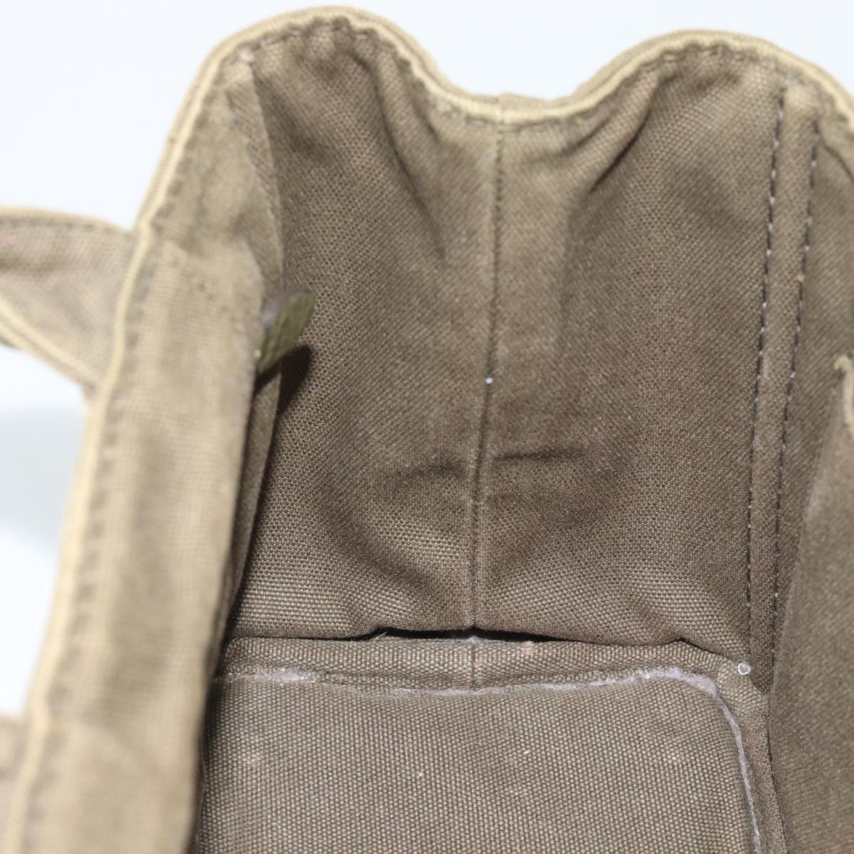 PRADA Canapa PM Hand Bag Canvas Khaki Gold Tone Auth ka5515
