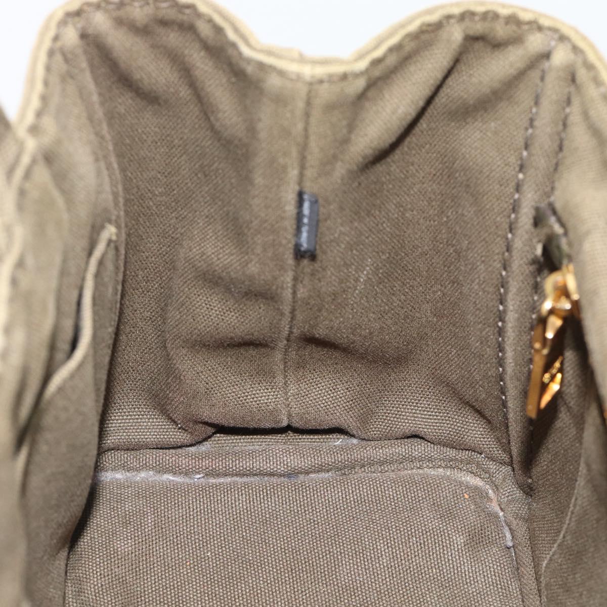 PRADA Canapa PM Hand Bag Canvas Khaki Gold Tone Auth ka5515