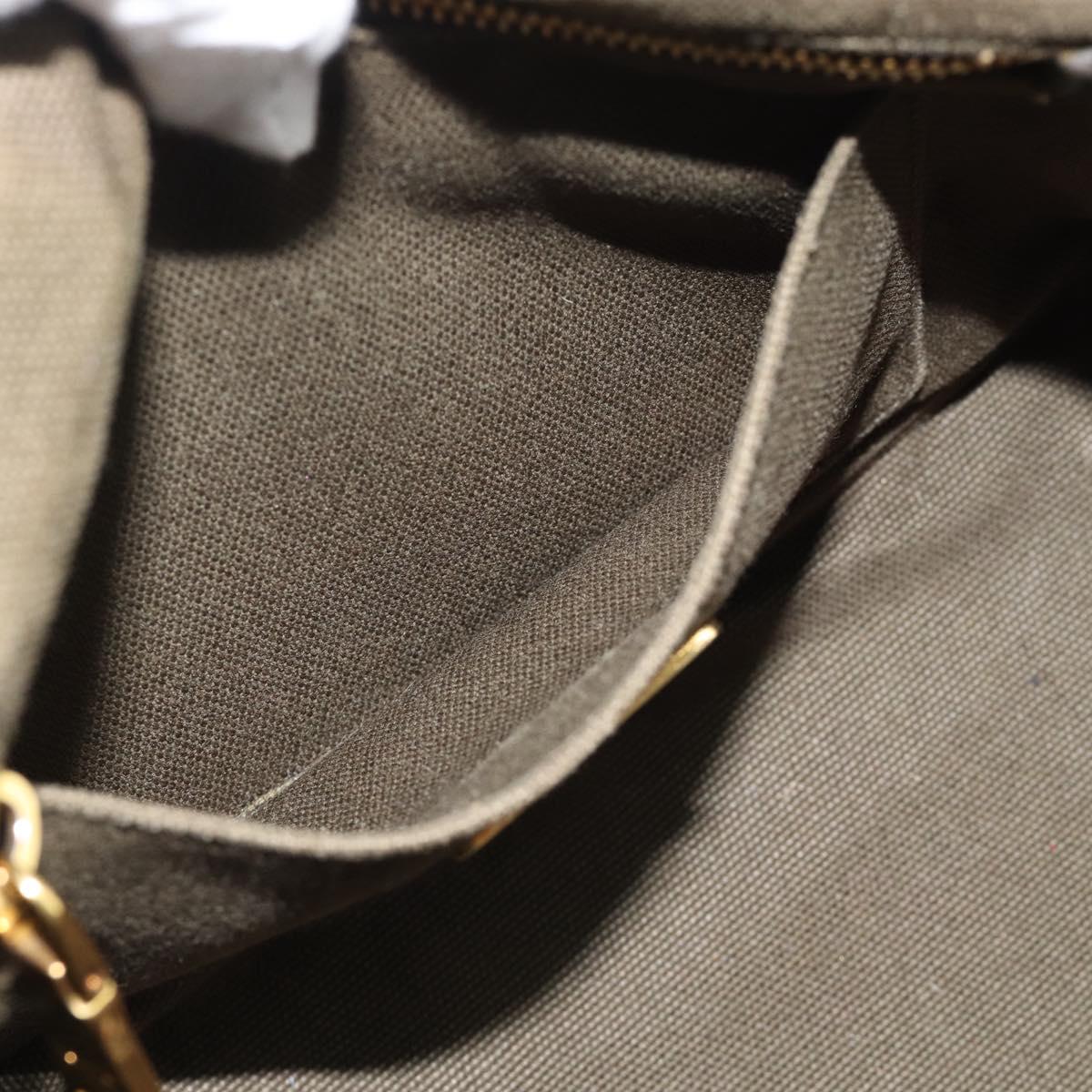 PRADA Canapa PM Hand Bag Canvas Khaki Gold Tone Auth ka5515