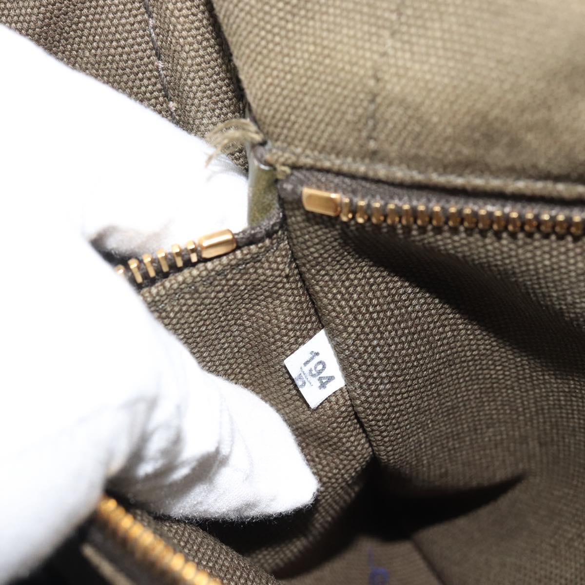 PRADA Canapa PM Hand Bag Canvas Khaki Gold Tone Auth ka5515