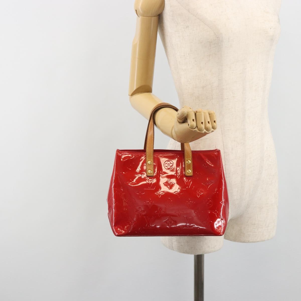 LOUIS VUITTON Monogram Vernis Reade PM Hand Bag Rouge M91088 LV Auth ka5517