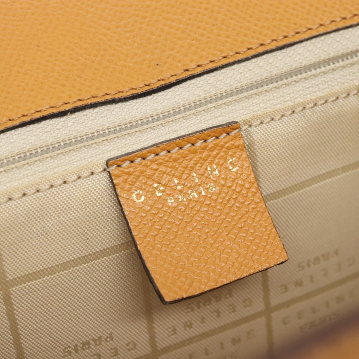 CELINE Hand Bag Leather Brown Gold Tone Auth ka5521A