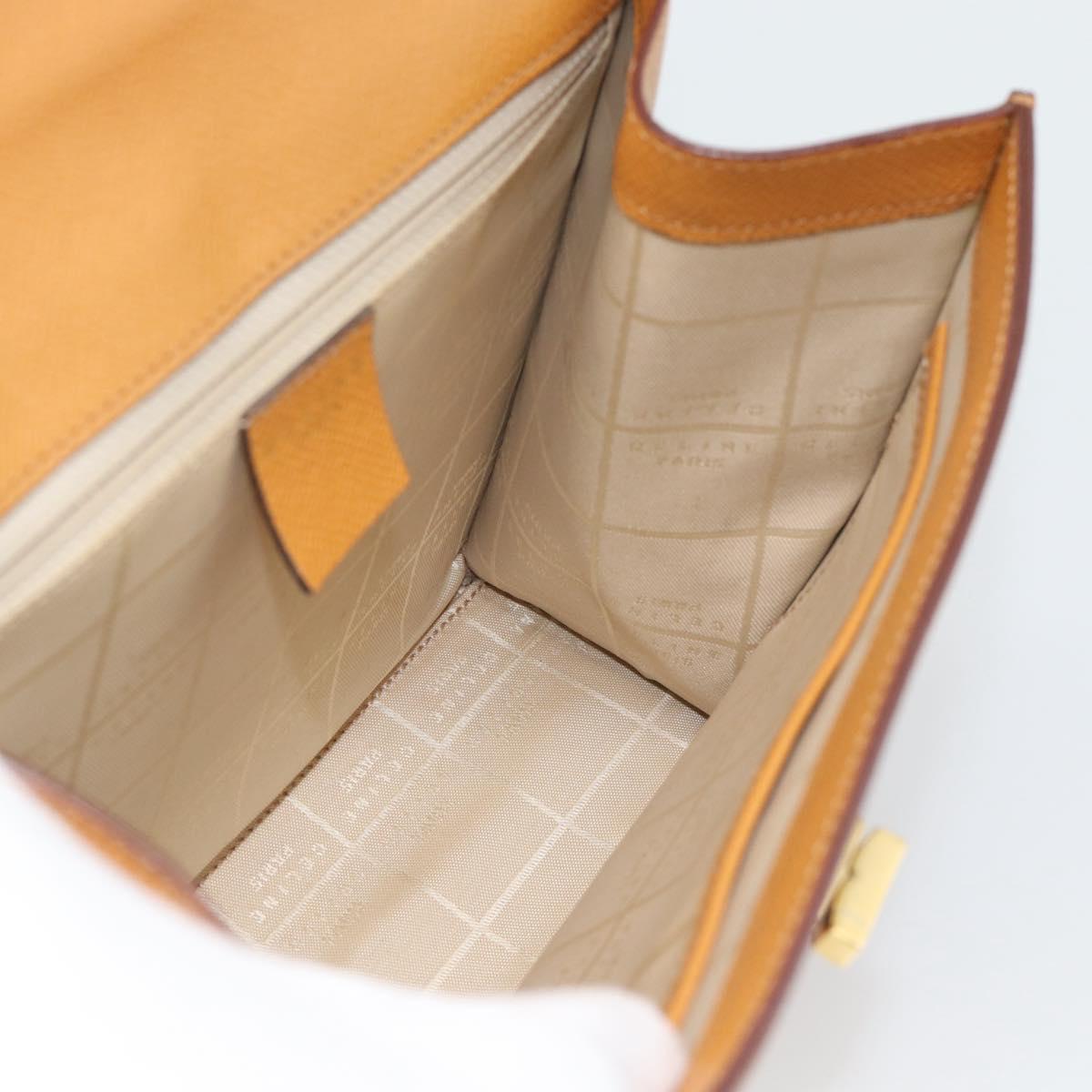 CELINE Hand Bag Leather Brown Gold Tone Auth ka5521A