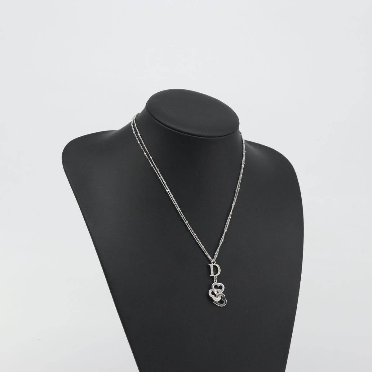 Christian Dior Necklace Metal Silver Auth ka5524