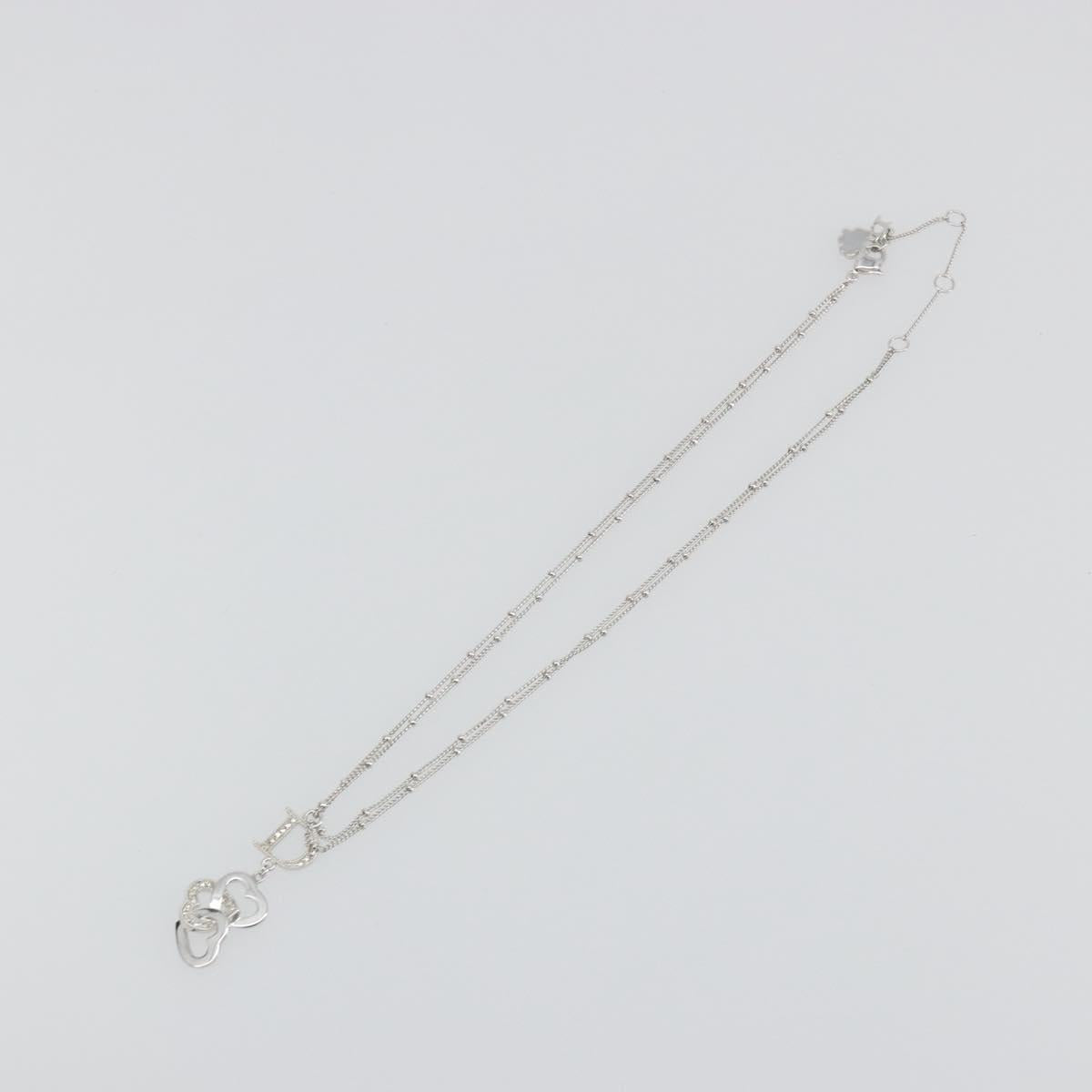 Christian Dior Necklace Metal Silver Auth ka5524