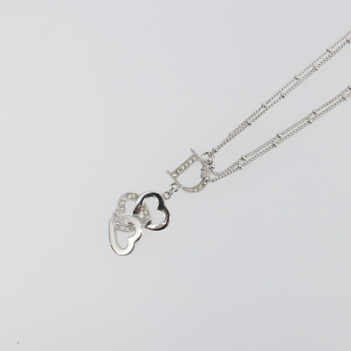 Christian Dior Necklace Metal Silver Auth ka5524