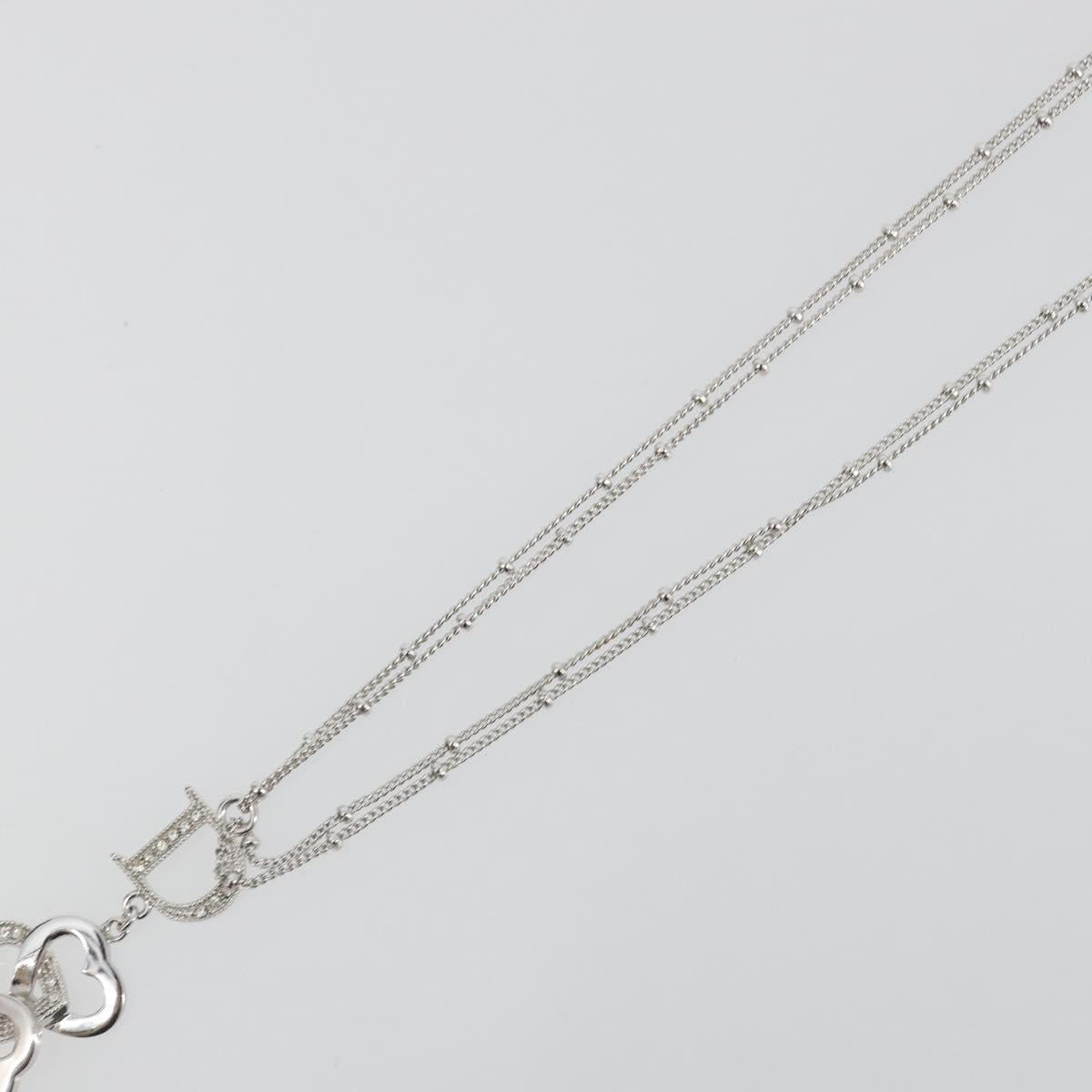 Christian Dior Necklace Metal Silver Auth ka5524