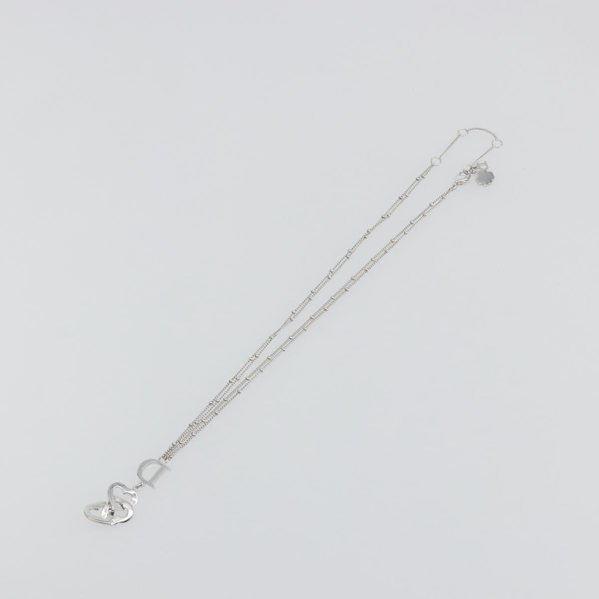 Christian Dior Necklace Metal Silver Auth ka5524