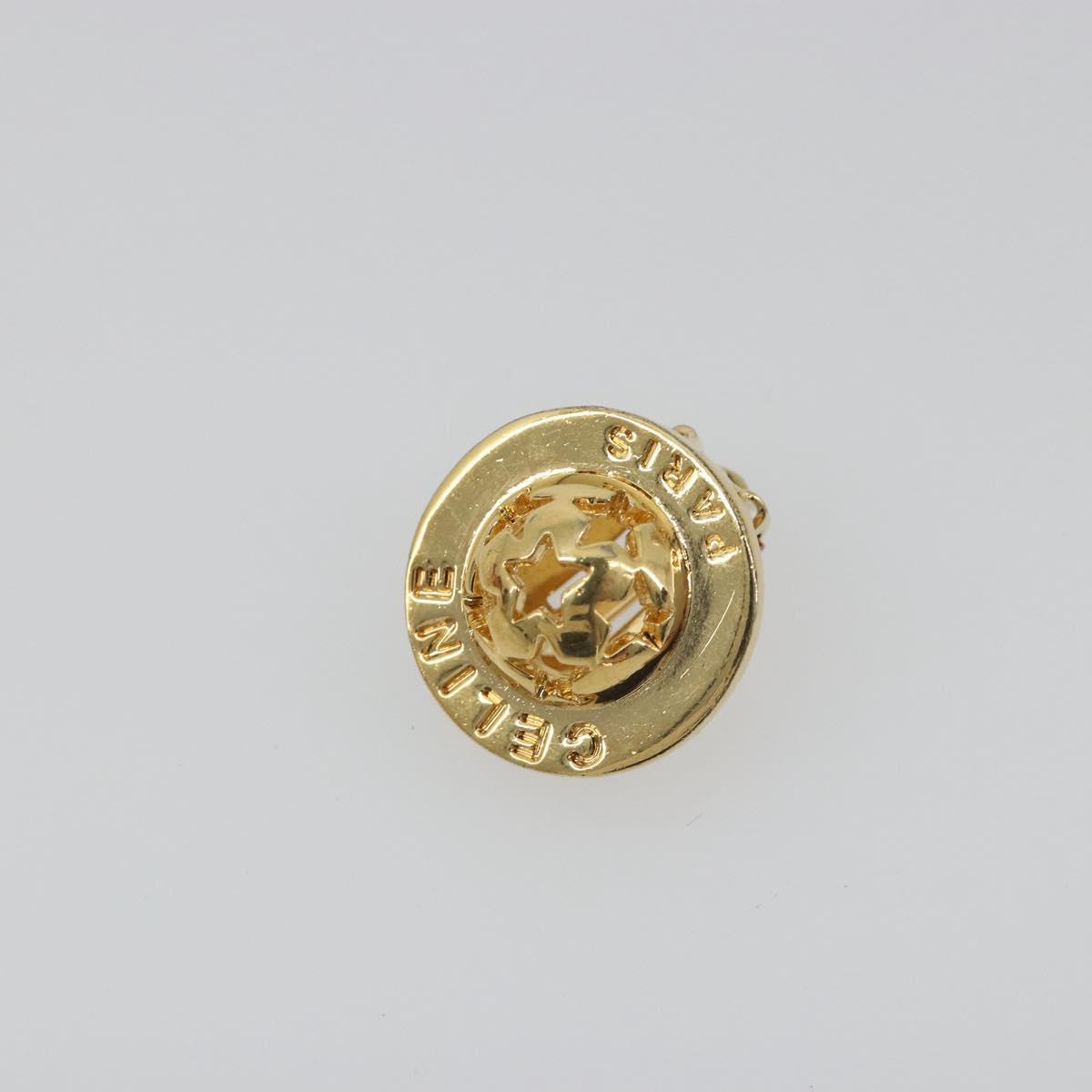 CELINE Earring Metal Gold Tone Auth ka5526