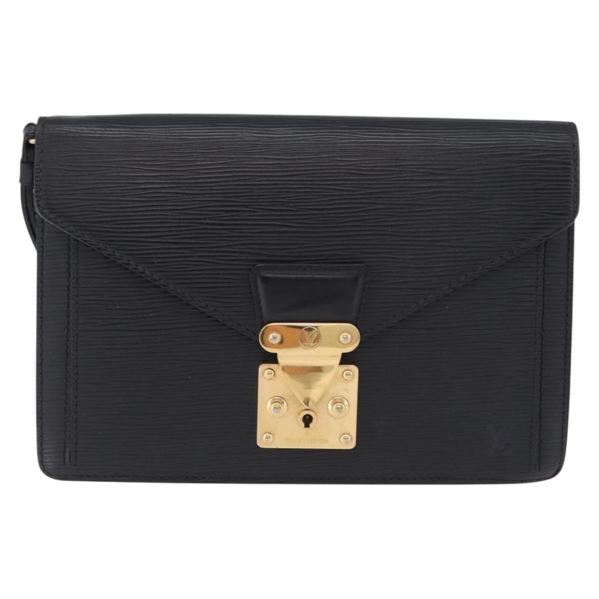 LOUIS VUITTON Epi Sellier Dragonne Clutch Bag Black M52612 LV Auth ka5527