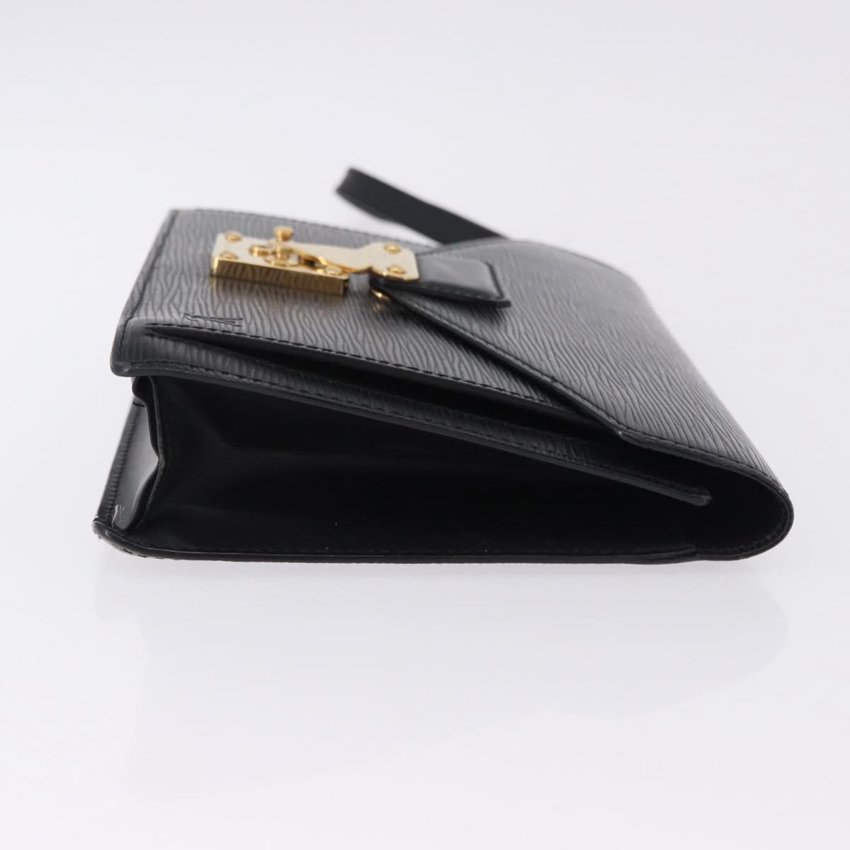 LOUIS VUITTON Epi Sellier Dragonne Clutch Bag Black M52612 LV Auth ka5527
