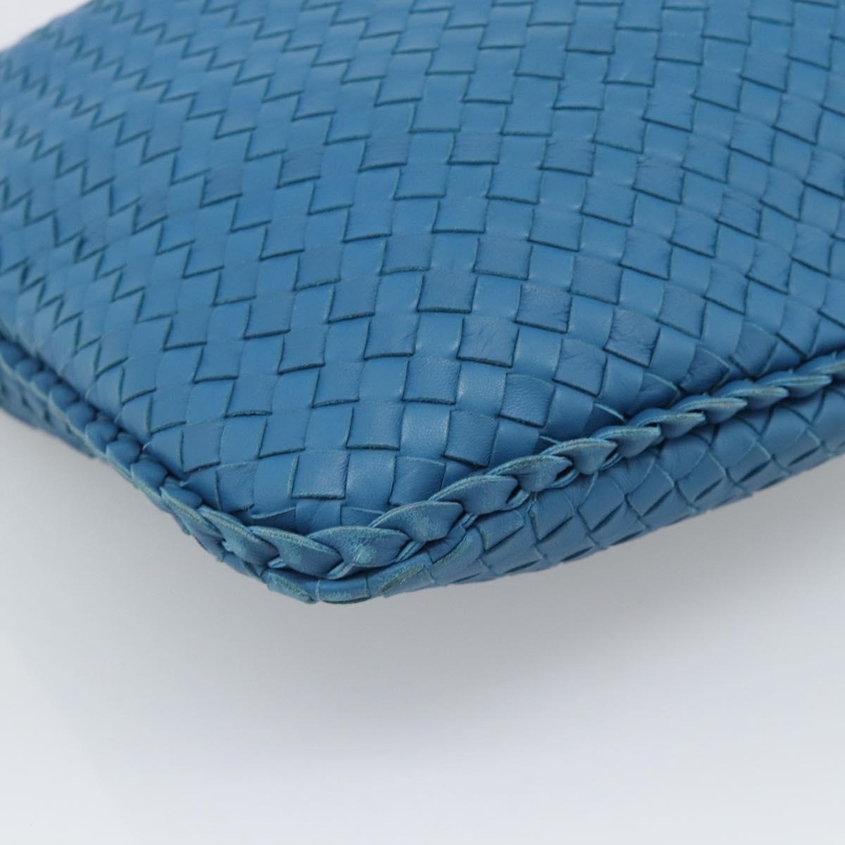 BOTTEGA VENETA INTRECCIATO Shoulder Bag Leather Blue Silver 115654 Auth ka5528SAV