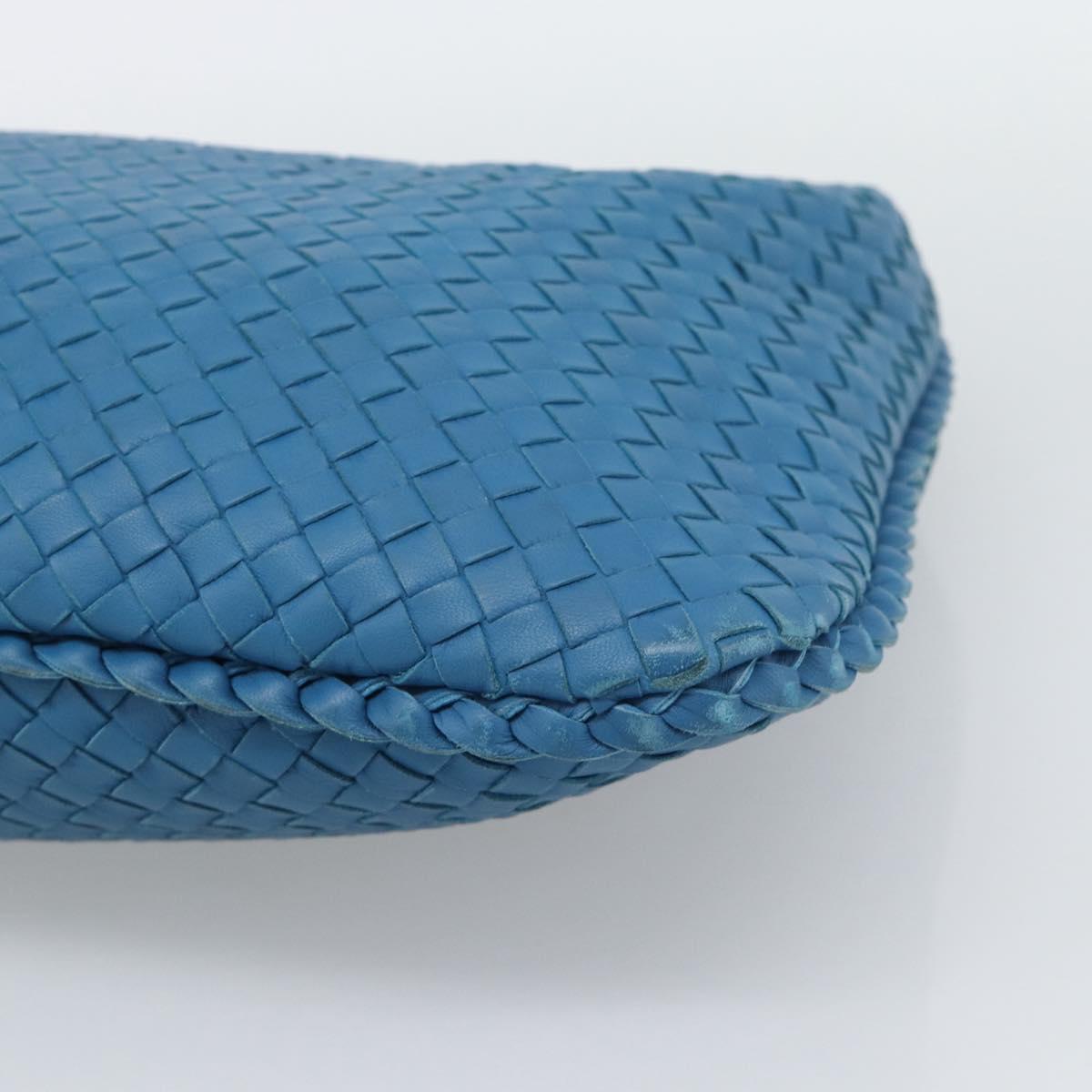 BOTTEGA VENETA INTRECCIATO Shoulder Bag Leather Blue Silver 115654 Auth ka5528SAV