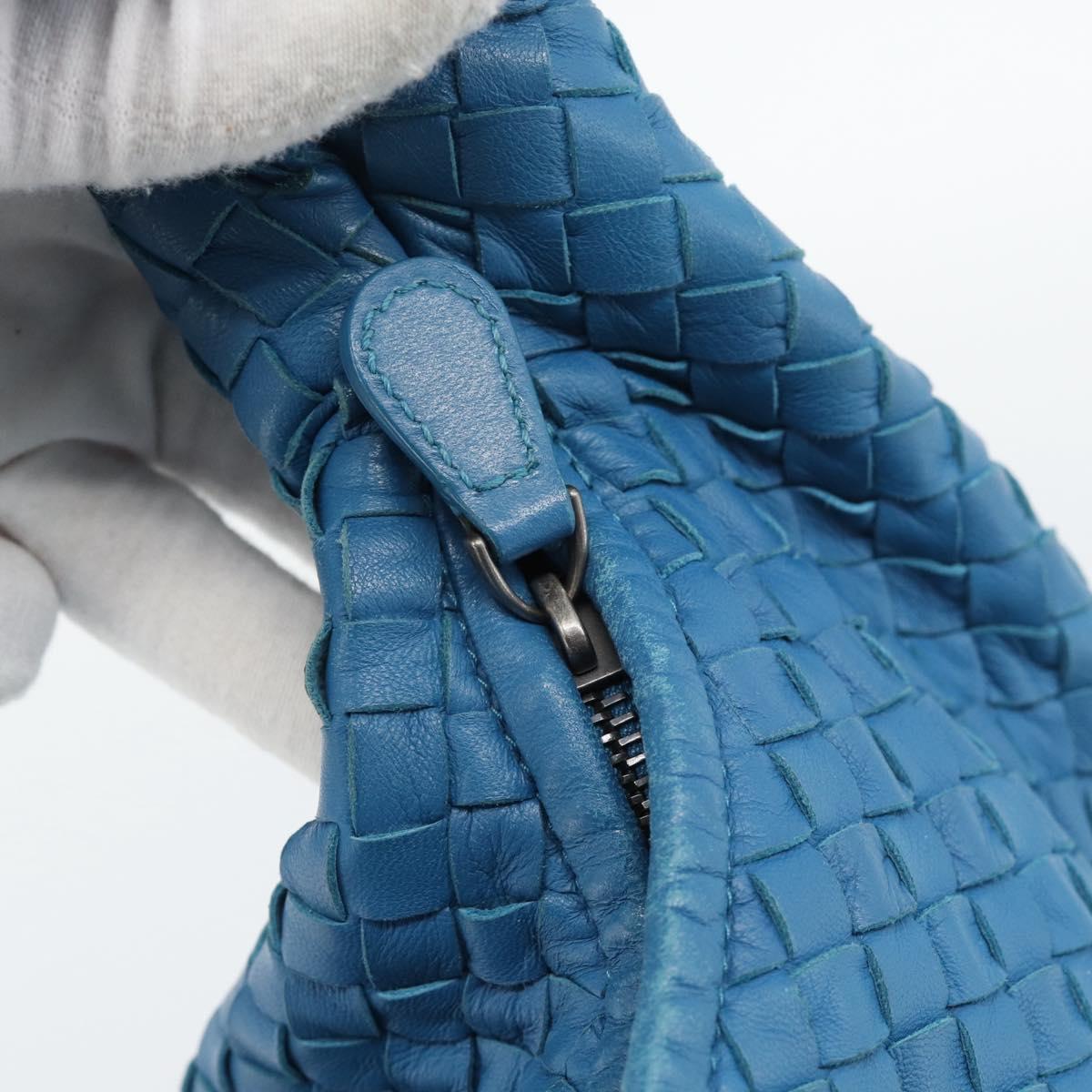 BOTTEGA VENETA INTRECCIATO Shoulder Bag Leather Blue Silver 115654 Auth ka5528SAV