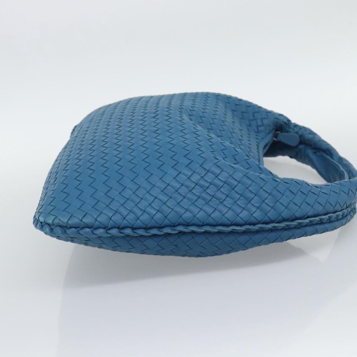BOTTEGA VENETA INTRECCIATO Shoulder Bag Leather Blue Silver 115654 Auth ka5528SAV
