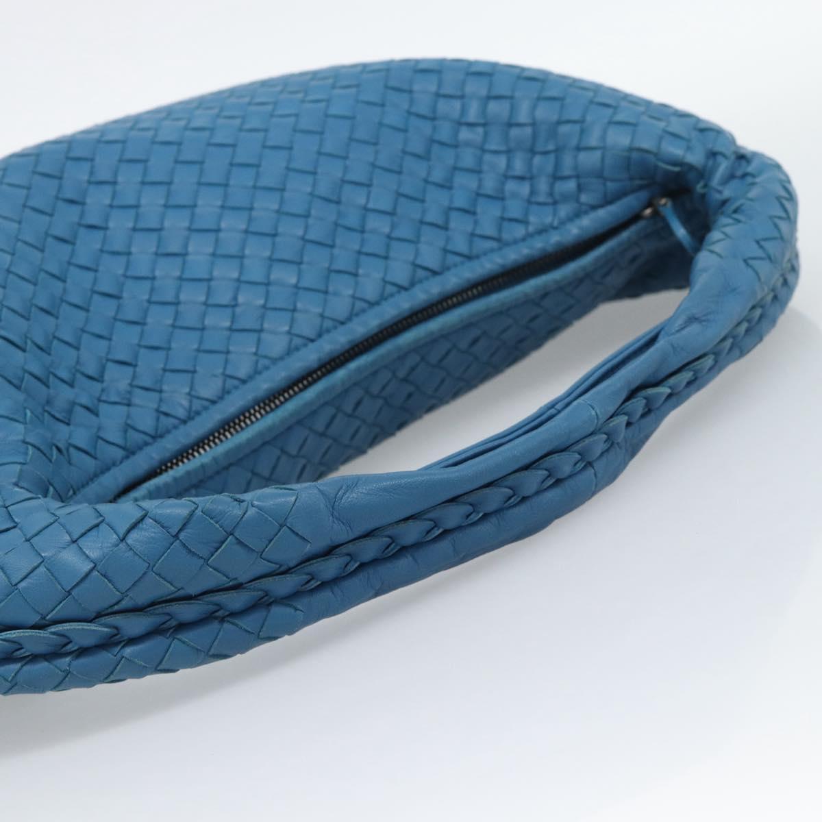 BOTTEGA VENETA INTRECCIATO Shoulder Bag Leather Blue Silver 115654 Auth ka5528SAV