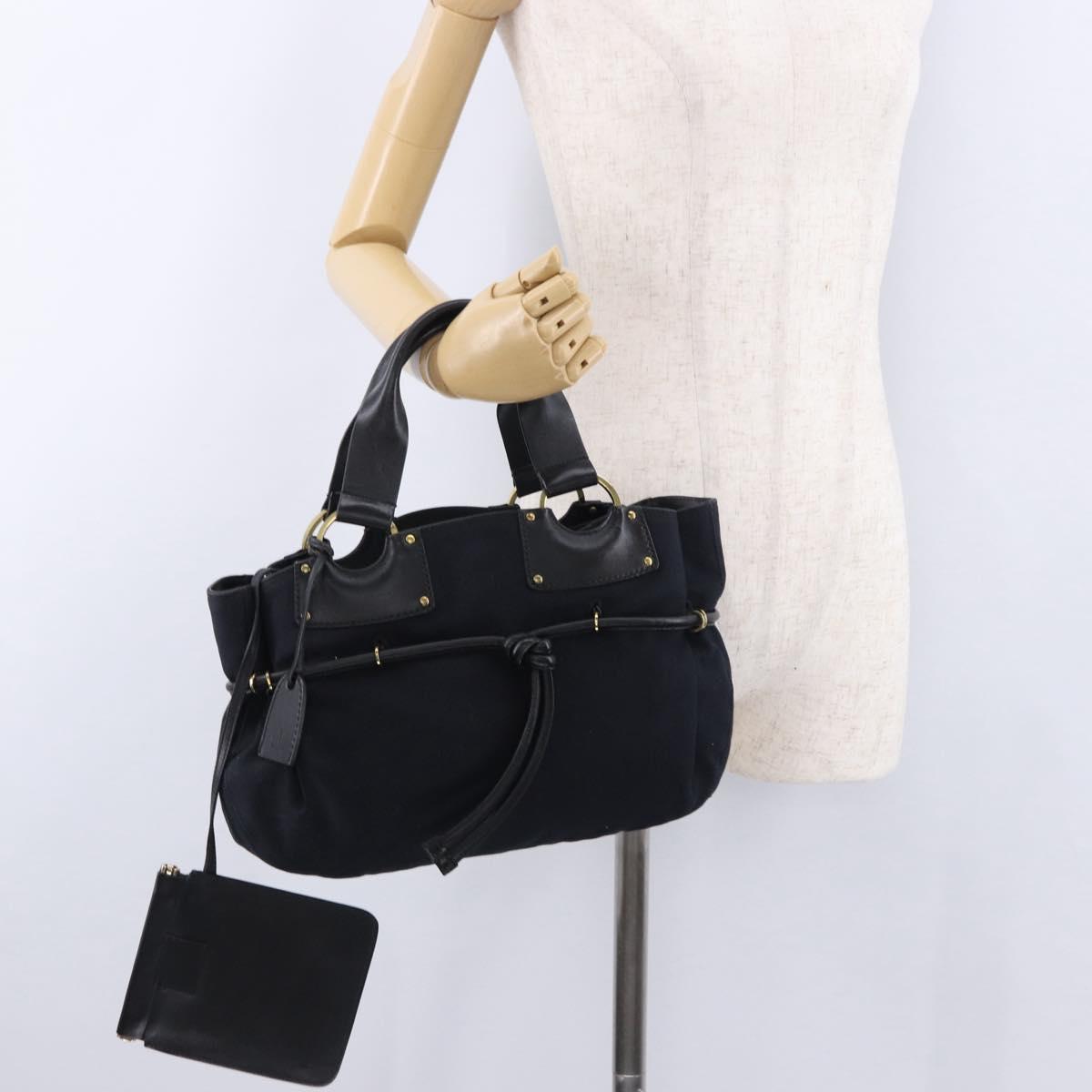 GUCCI Hand Bag Canvas Black Gold Tone 95168 Auth ka5531