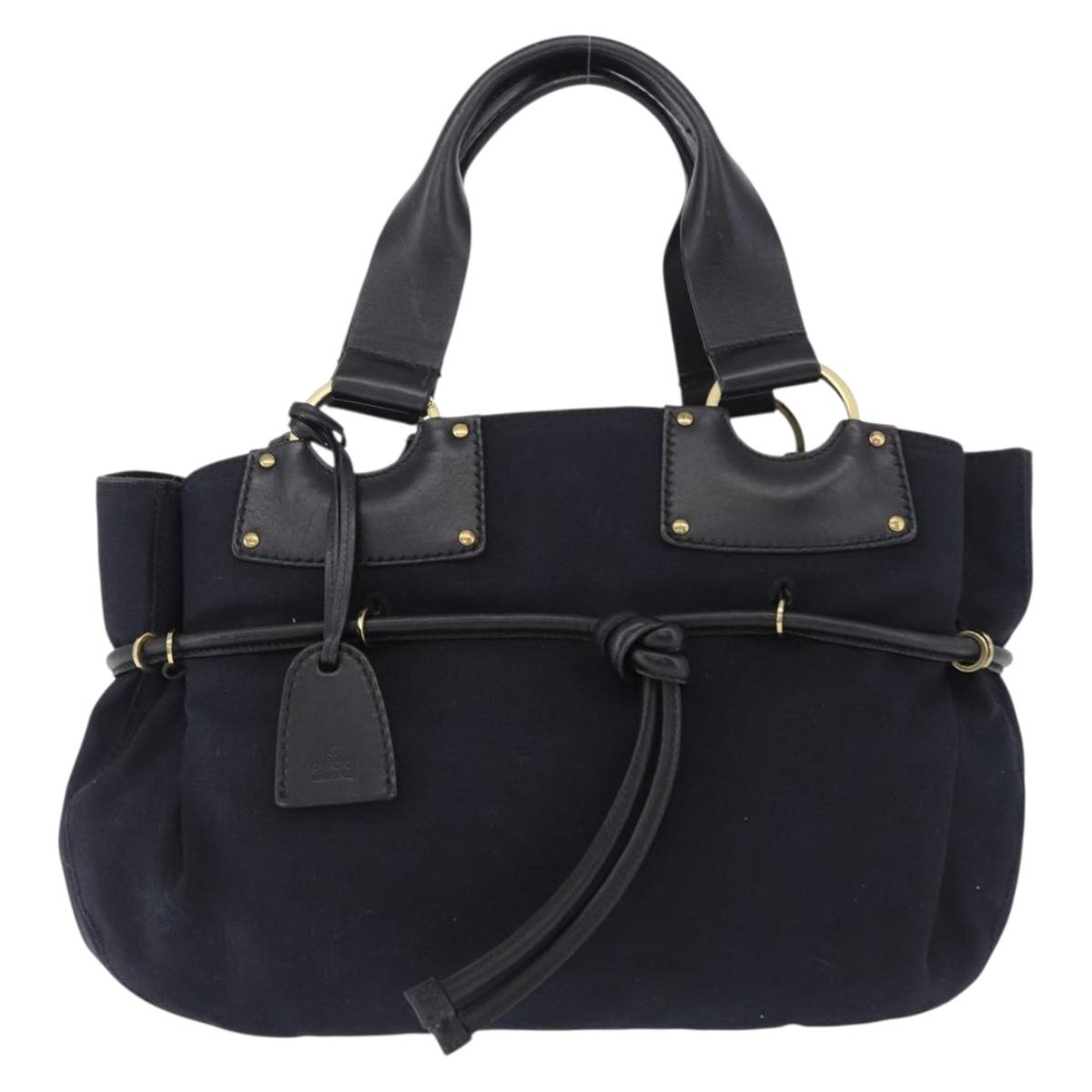 GUCCI Hand Bag Canvas Black Gold Tone 95168 Auth ka5531