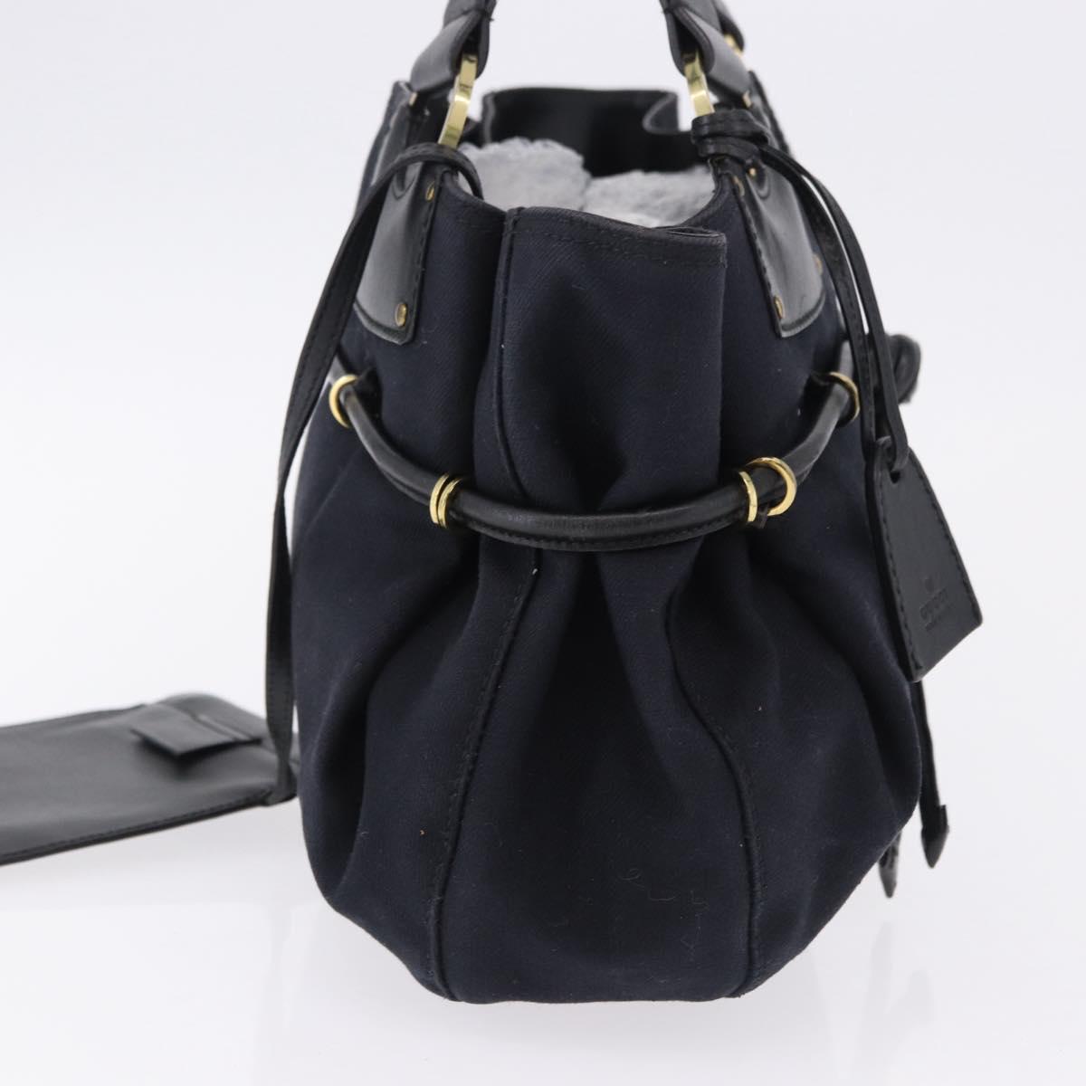 GUCCI Hand Bag Canvas Black Gold Tone 95168 Auth ka5531