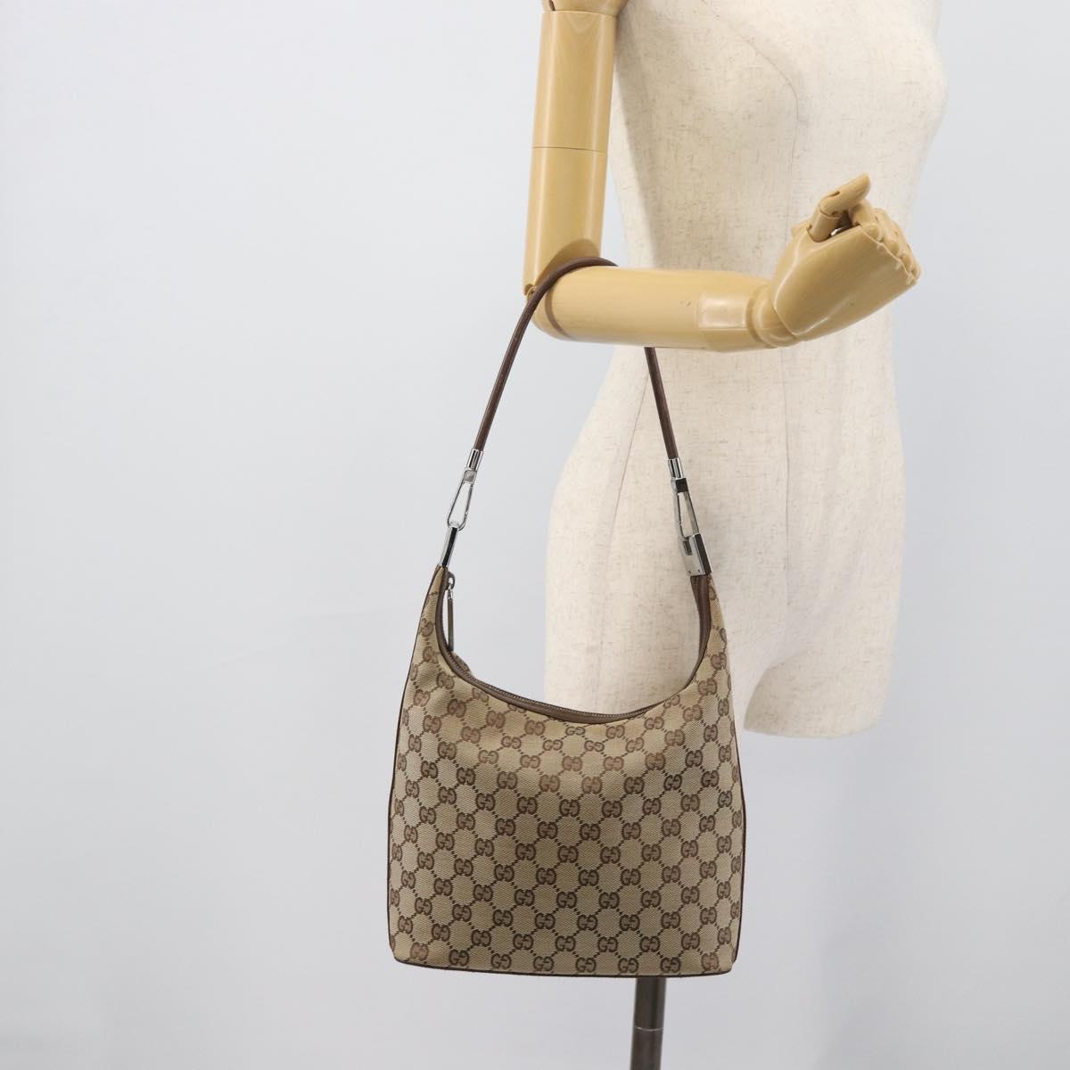 GUCCI GG Canvas Shoulder Bag Beige Silver 001 3814 Auth ka5533A