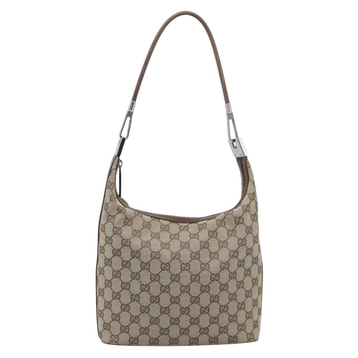 GUCCI GG Canvas Shoulder Bag Beige Silver 001 3814 Auth ka5533A