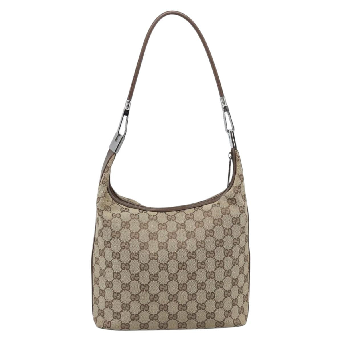 GUCCI GG Canvas Shoulder Bag Beige Silver 001 3814 Auth ka5533A